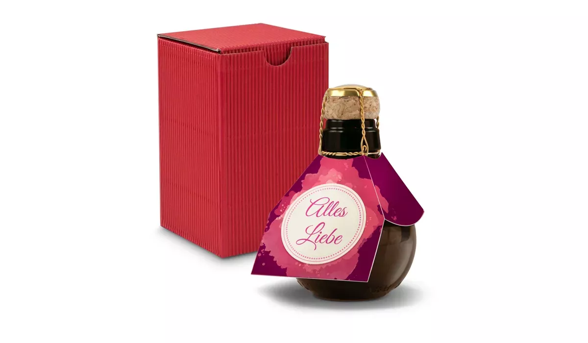 Origineller Sekt Alles Liebe - Karton Rot, 125 ml