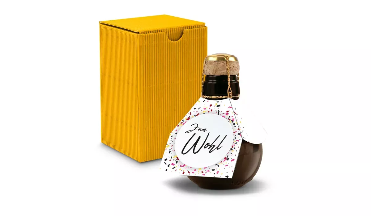Small sparkling wine Zum Wohl - gift box yellow, 125 ml