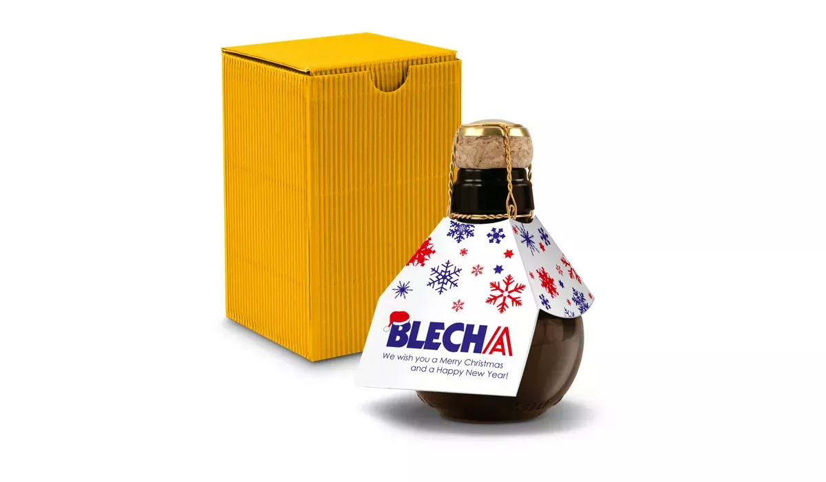 Small sparkling wine Customized design - gift box yellow, 125 ml