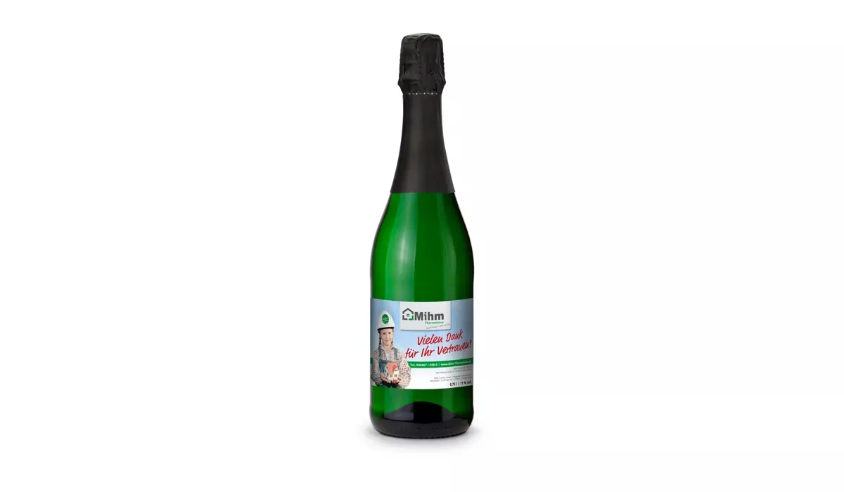 Sekt Cuvée - Flasche grün - Kapselfarbe Schwarz, 0,75 l