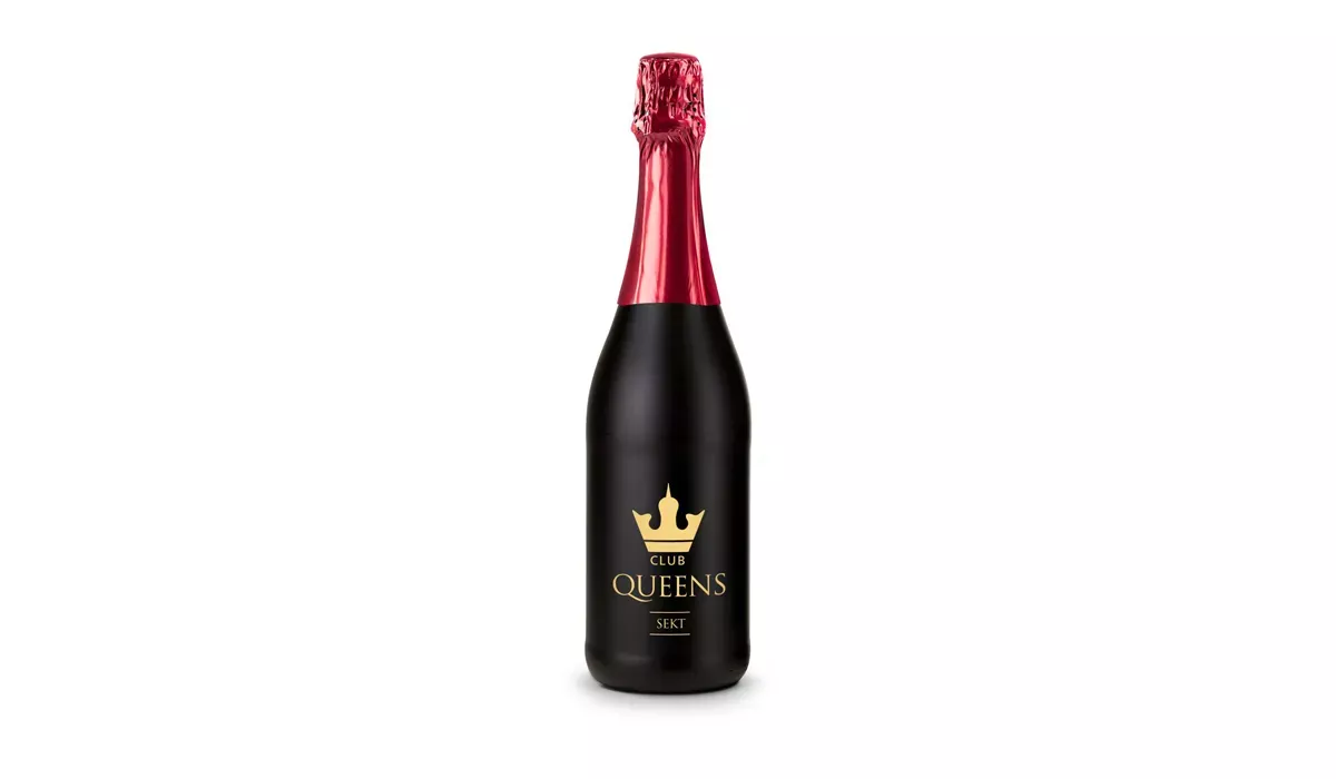 Sekt Cuvée - Flasche schwarz - Kapselfarbe Rot, 0,75 l