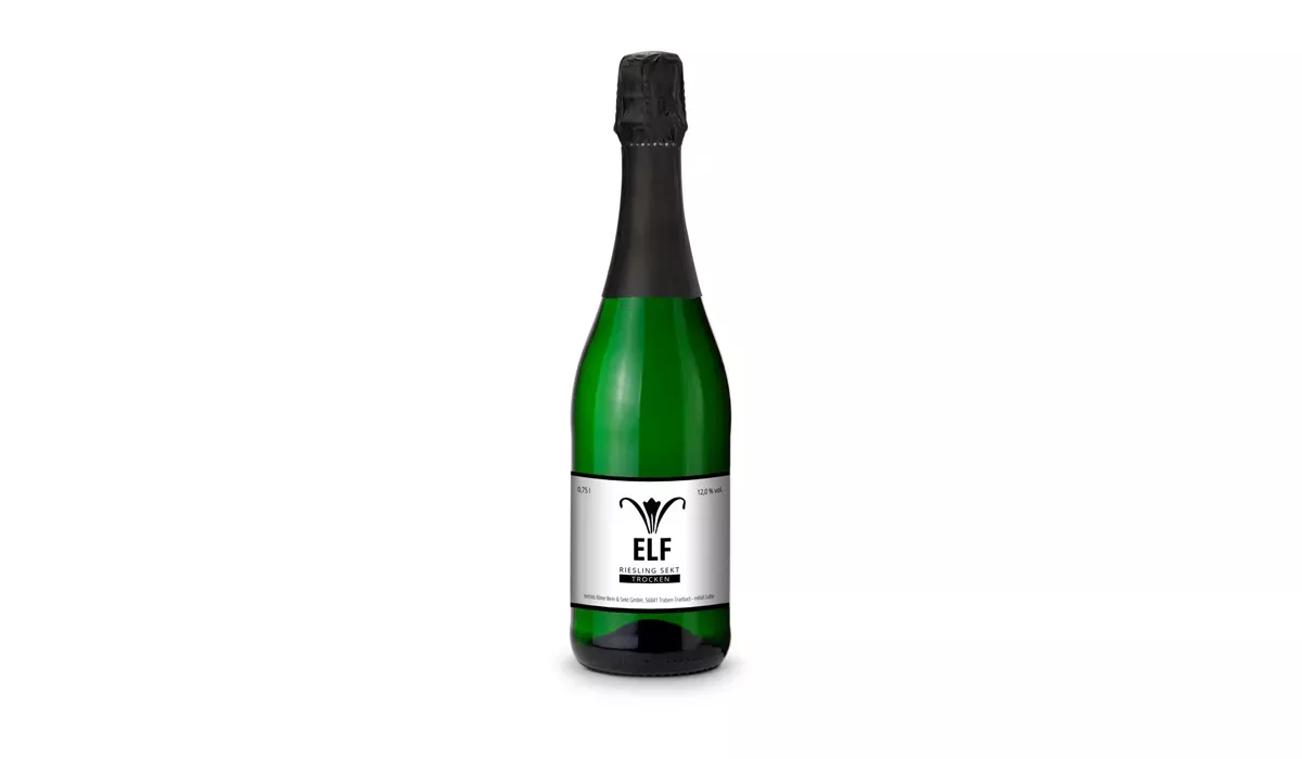 Sparkling wine Riesling - green - Capsule black, 0.75 l