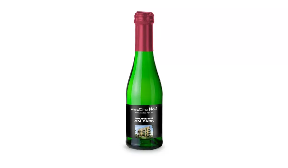 Sparkling wine Cuvée - bottle green - Capsule bordeaux red, 0.2 l