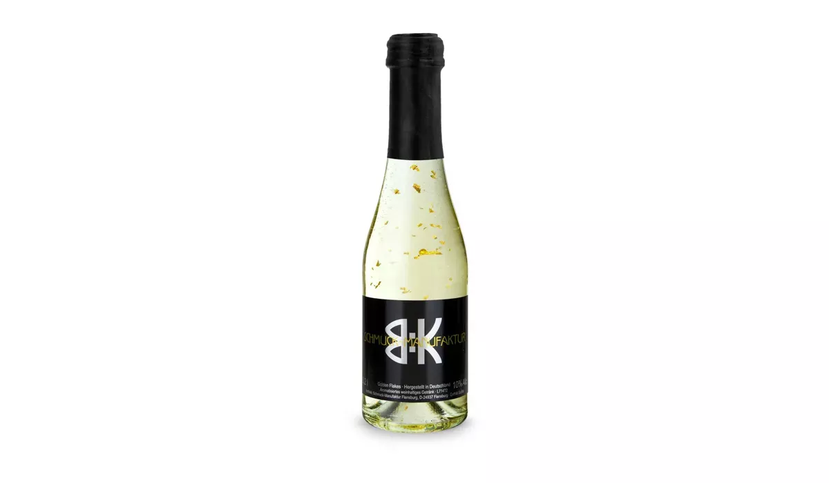 Golden Flakes small - bottle clear - Capsule black, 0.2 l