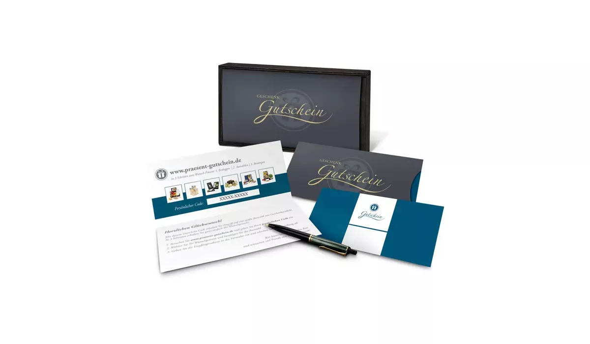 Gift voucher blue in wooden box 20 €