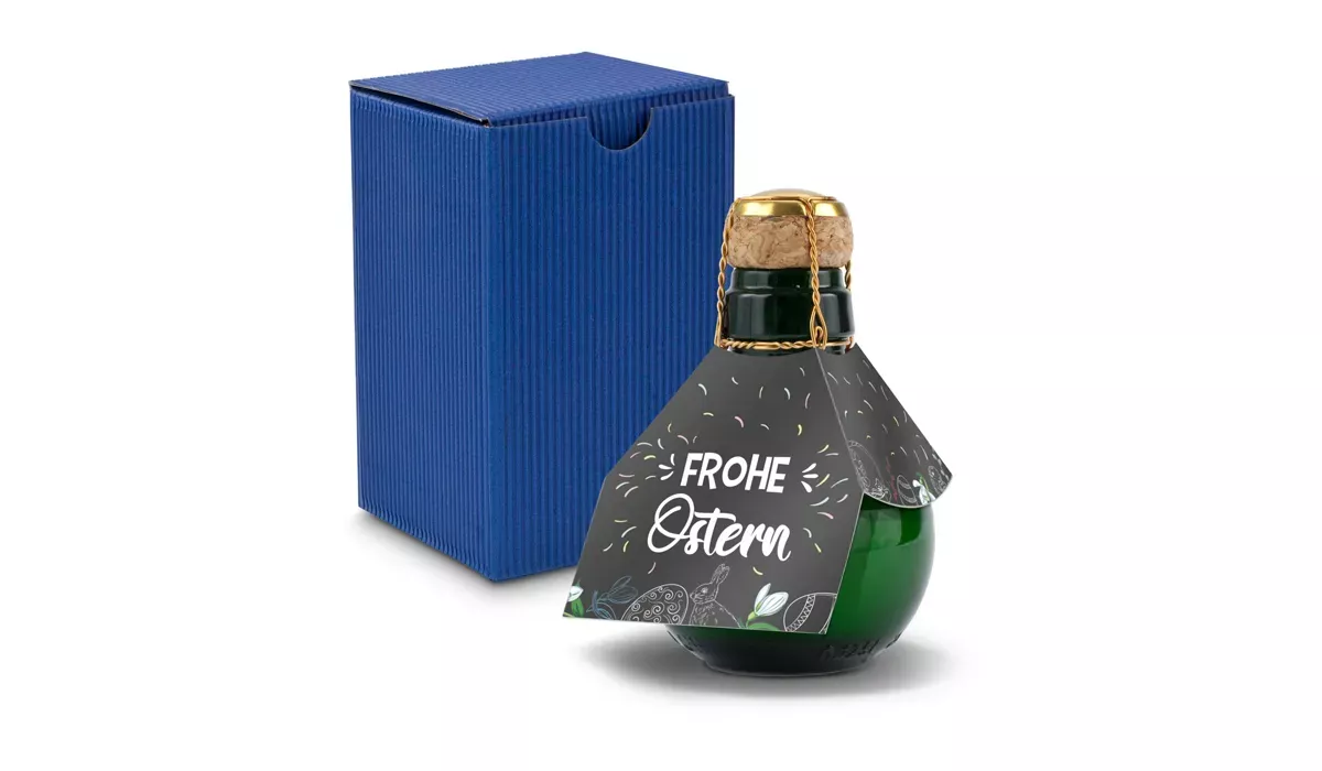 Small sparkling wine Frohe Ostern - gift box blue, 125 ml