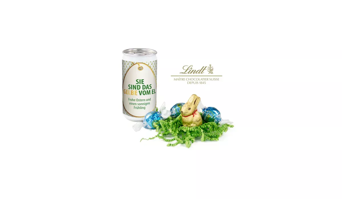 Gift product / gift article: Lindt-Easter Surprise - Label: Sie sind das Gelbe vom Ei