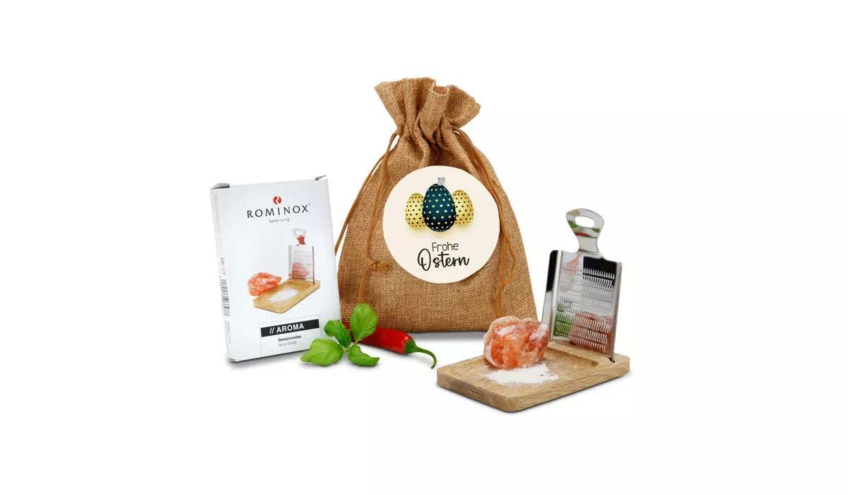 Gift box / Present set: Small salt grater Happy Easter