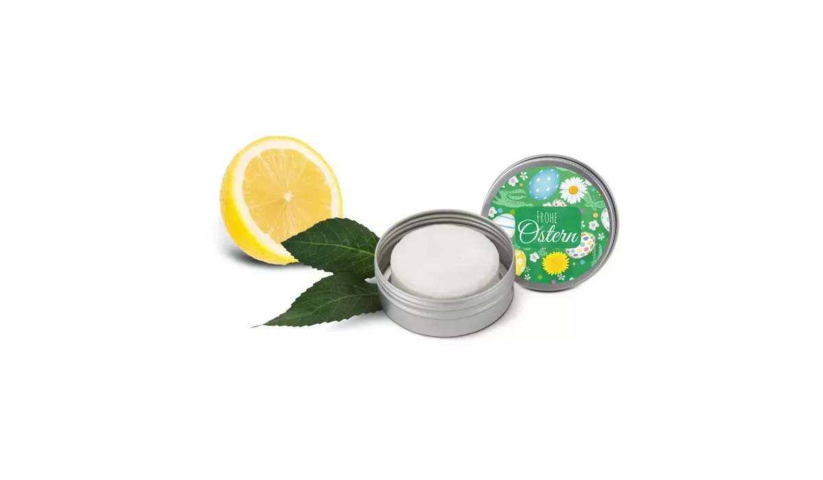 Shampoo Bar Lemon-Mint with Frohe Ostern label