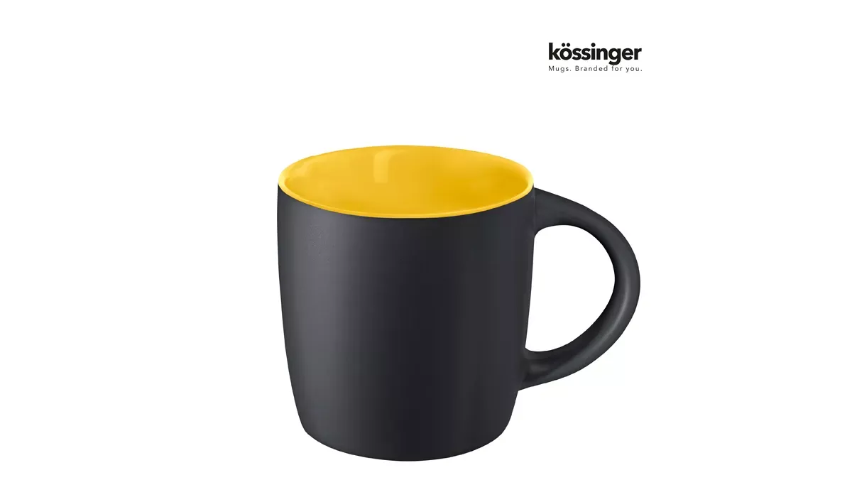 Mug Ennia Black Inside 250 ml - outside matte black-yellow