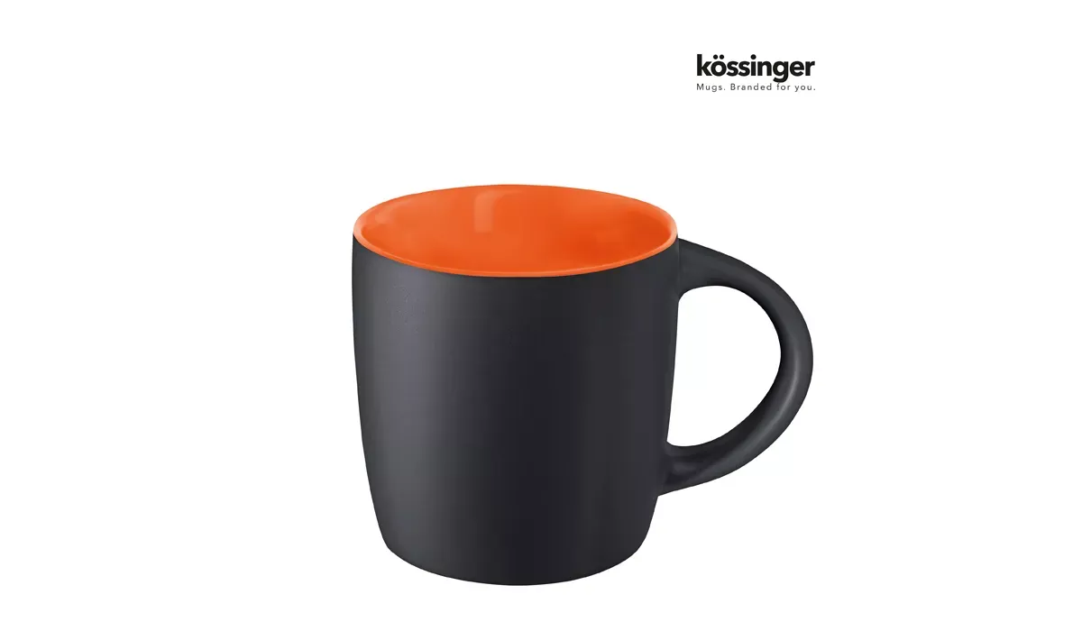 Mug Ennia Black Inside 250 ml - outside matte black-orange