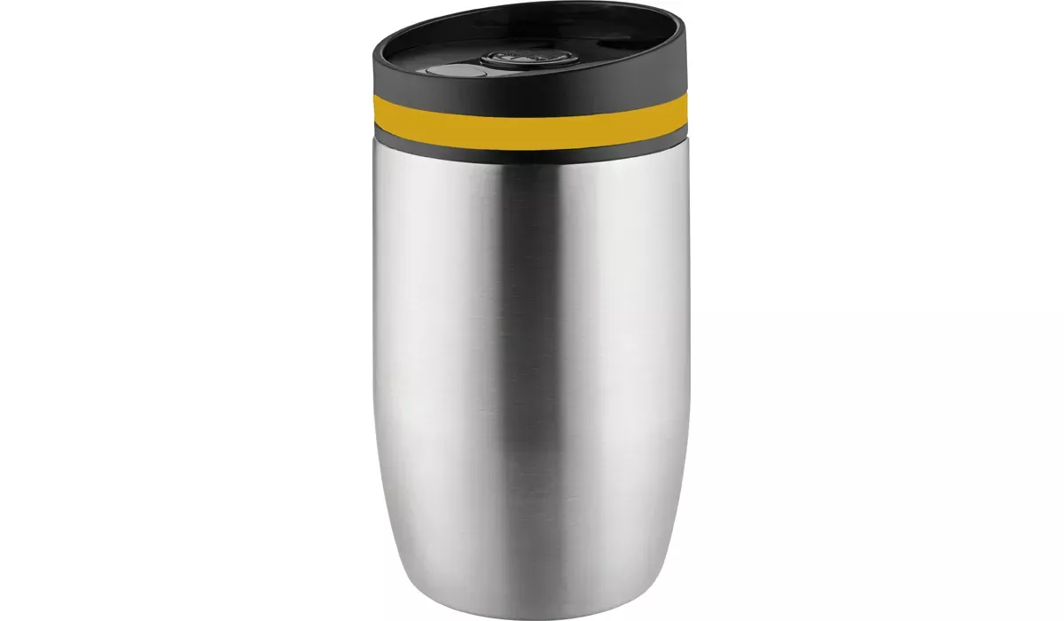 Thermobecher CremaOfficinaBudget silber/Ring gelb