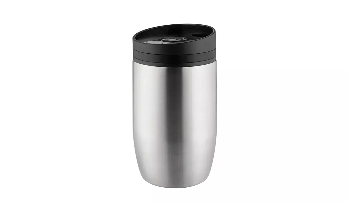 Thermobecher CremaOfficinaBudget silber/Ring schwarz