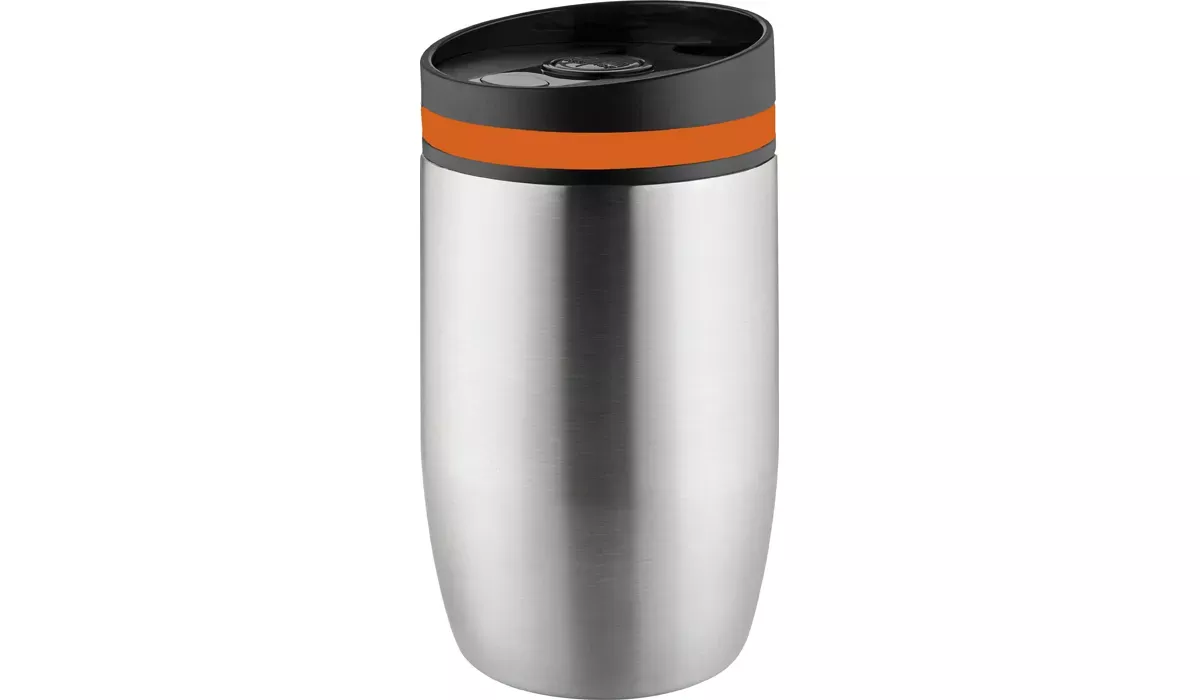 Thermobecher CremaOfficinaBudget silber/Ring orange