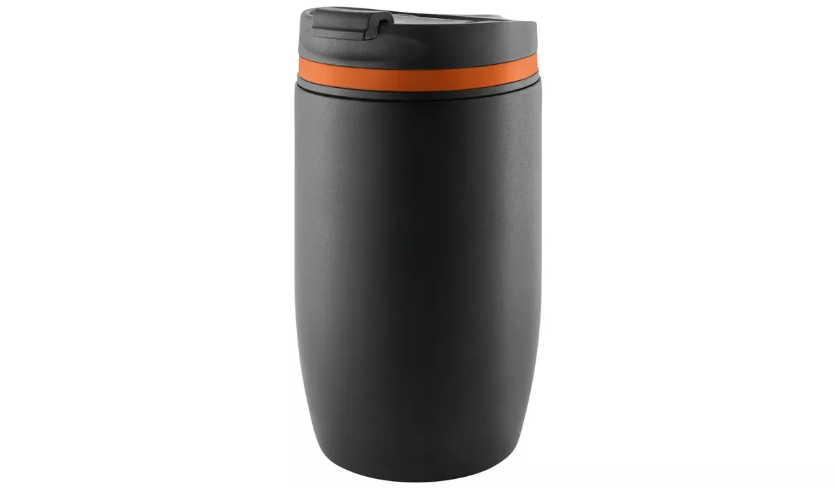 Thermobecher CremaOfficinaNero schwarz/Ring orange