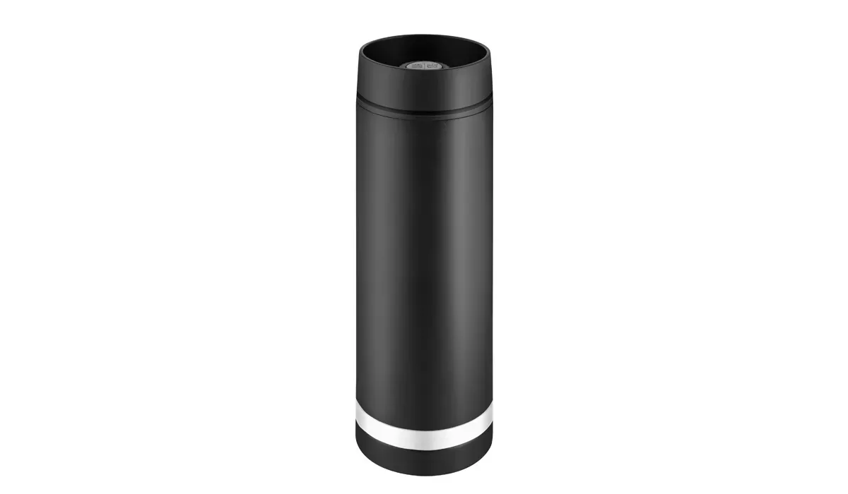 Thermobecher Crema 360° schwarz/Ring weiß