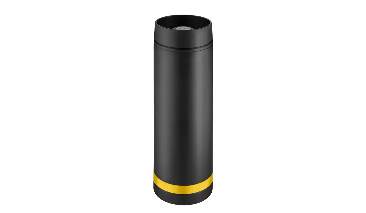 Thermobecher Crema 360° schwarz/Ring gelb