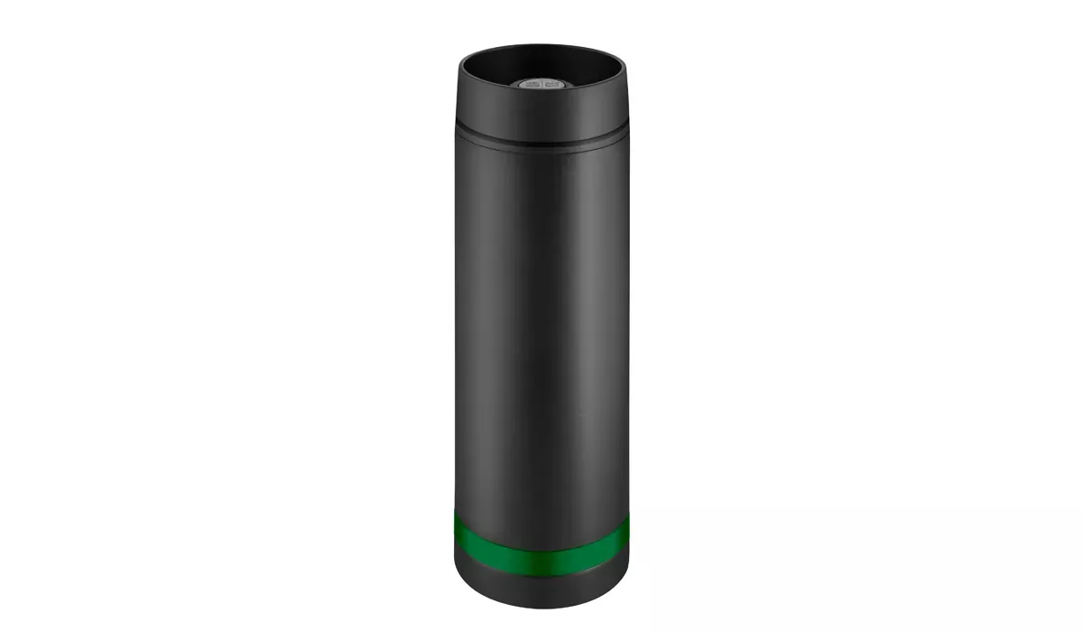 Thermobecher Crema 360° schwarz/Ring grün