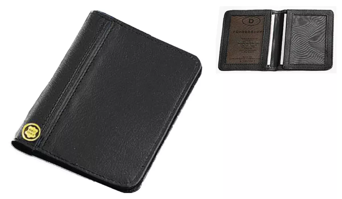 Badge Pouch Paper 2 Cowhide Leather Black