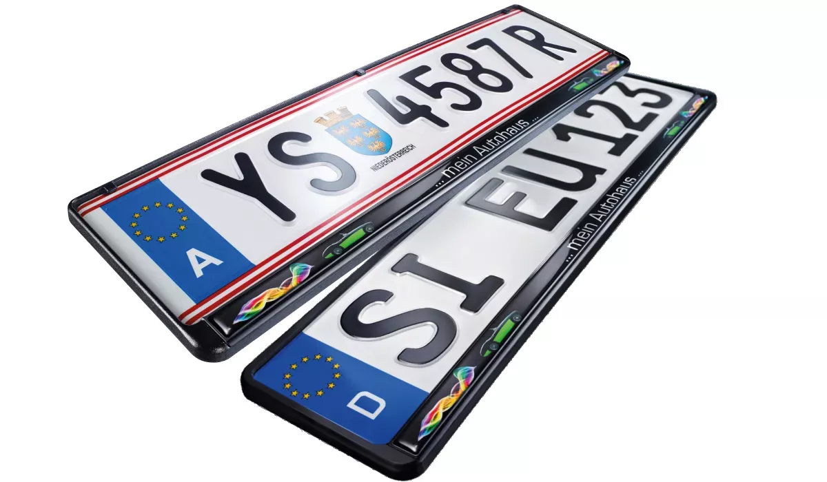 Promotional license plates holder doming