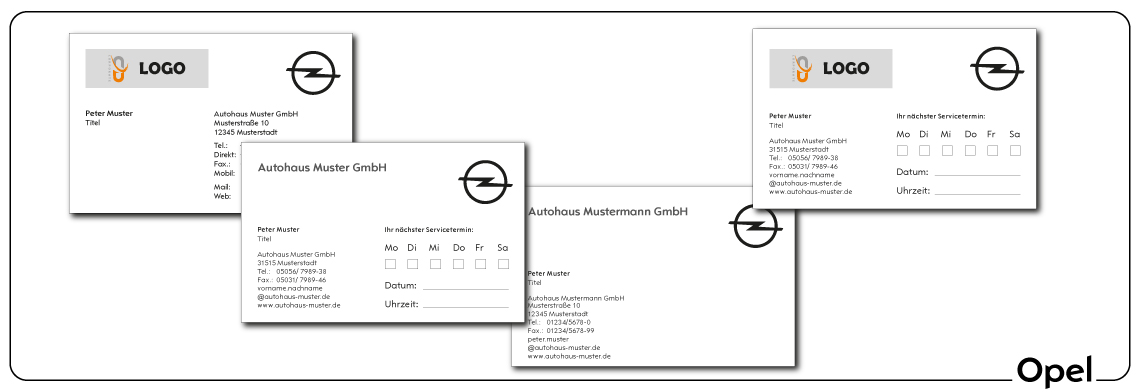 Visitenkarten und Terminkarten Opel