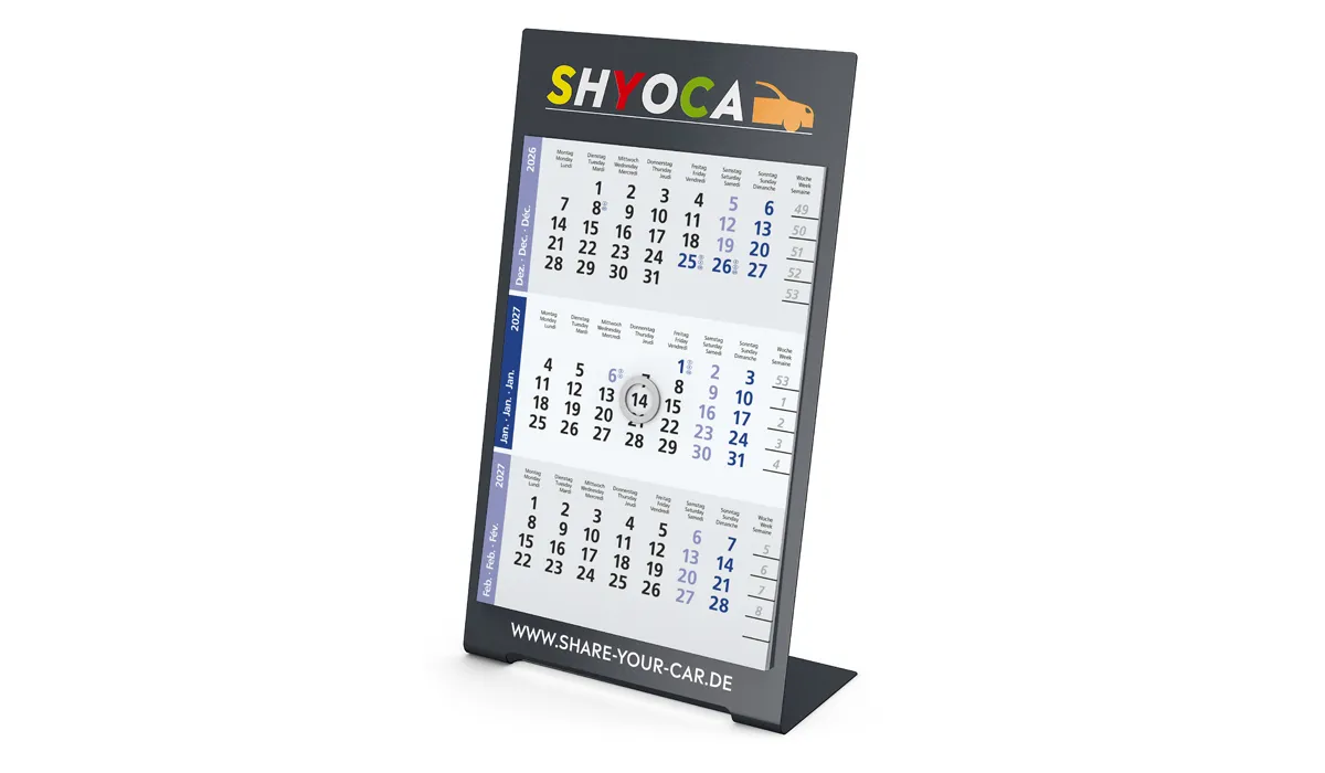 3-Monatskalender 2027 Desktop 3 Color 2-Jahre