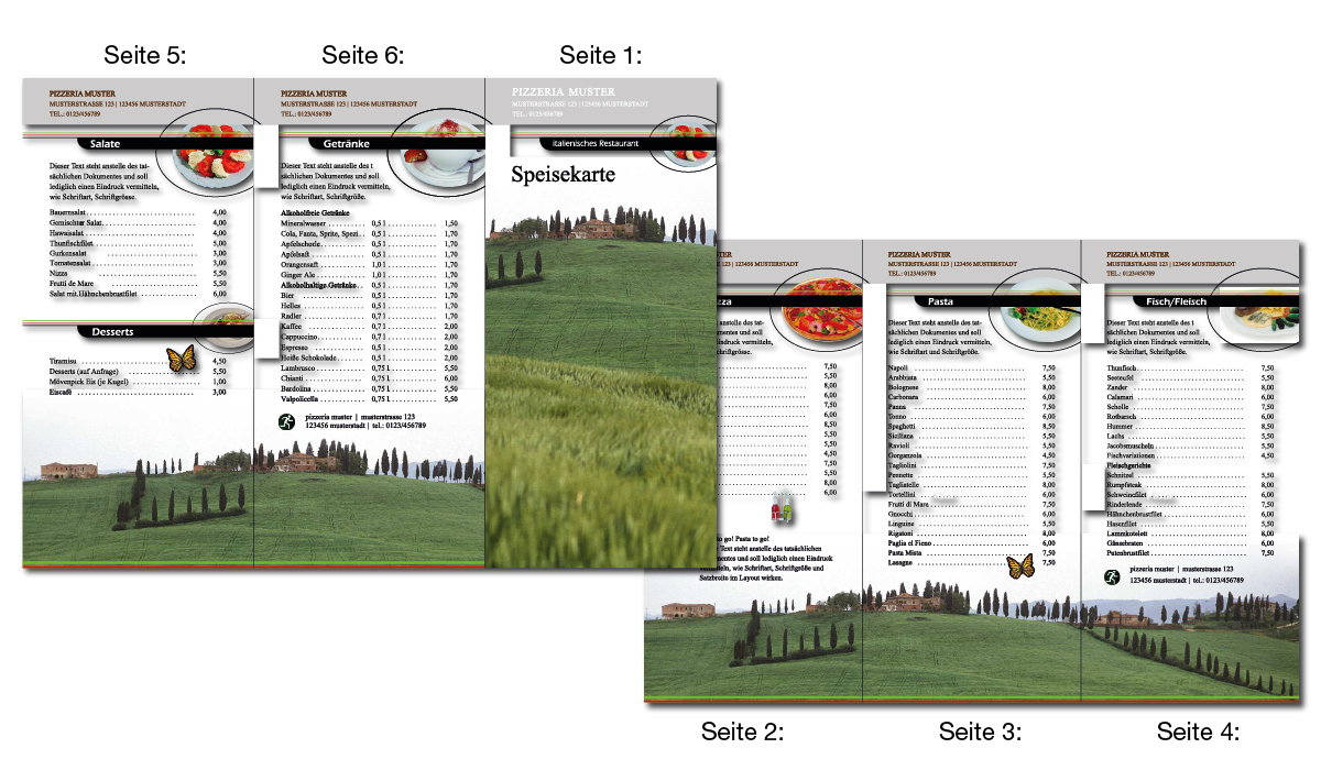 Menuekarte 6-seitig (pdf-Druckdatei)
