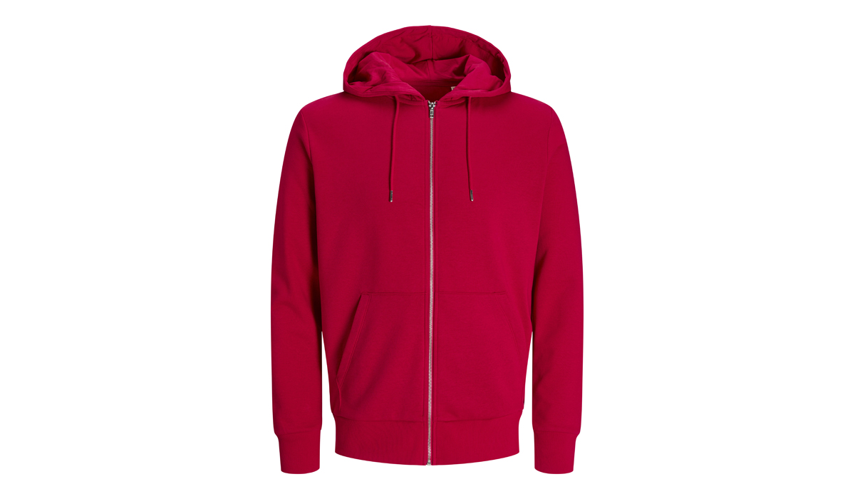 JACK & JONES - JACK & JONES - Day Zip Hooded Sweat BLK3907 - LIPSTICK RED
