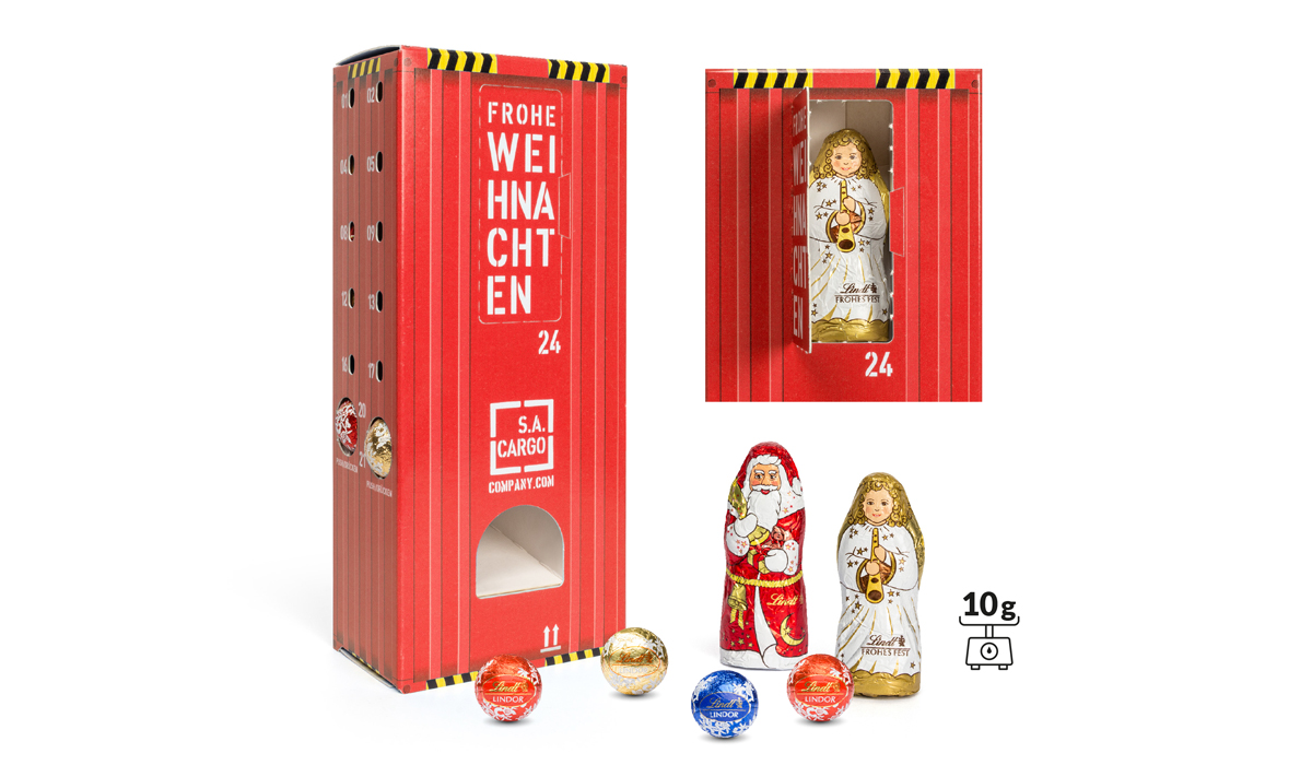 Lindt Lindor Advent dispenser tower with hollow figure