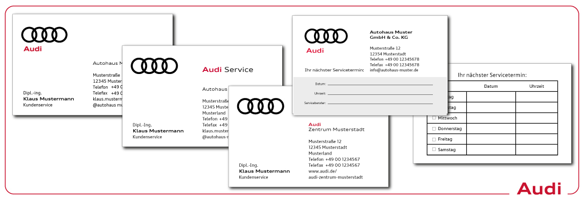 Visitenkarten und Terminkarten Audi