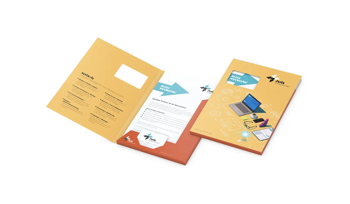 Presentation folder 15 mm filling height 4/4 colored with matt lamination